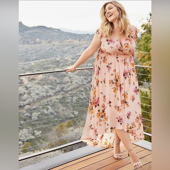 Torrid Pink Floral High Low Dress - Picture 3 of 8